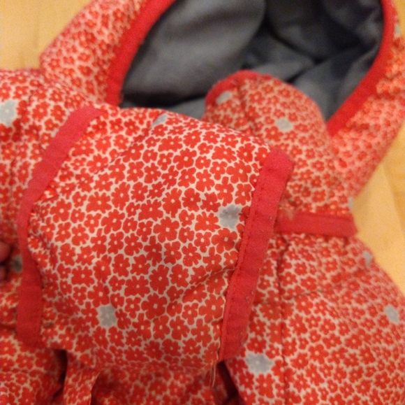 18-24m Columbia pink coral one piece puffer jacket with flowers not perfect - Picture 11 of 13